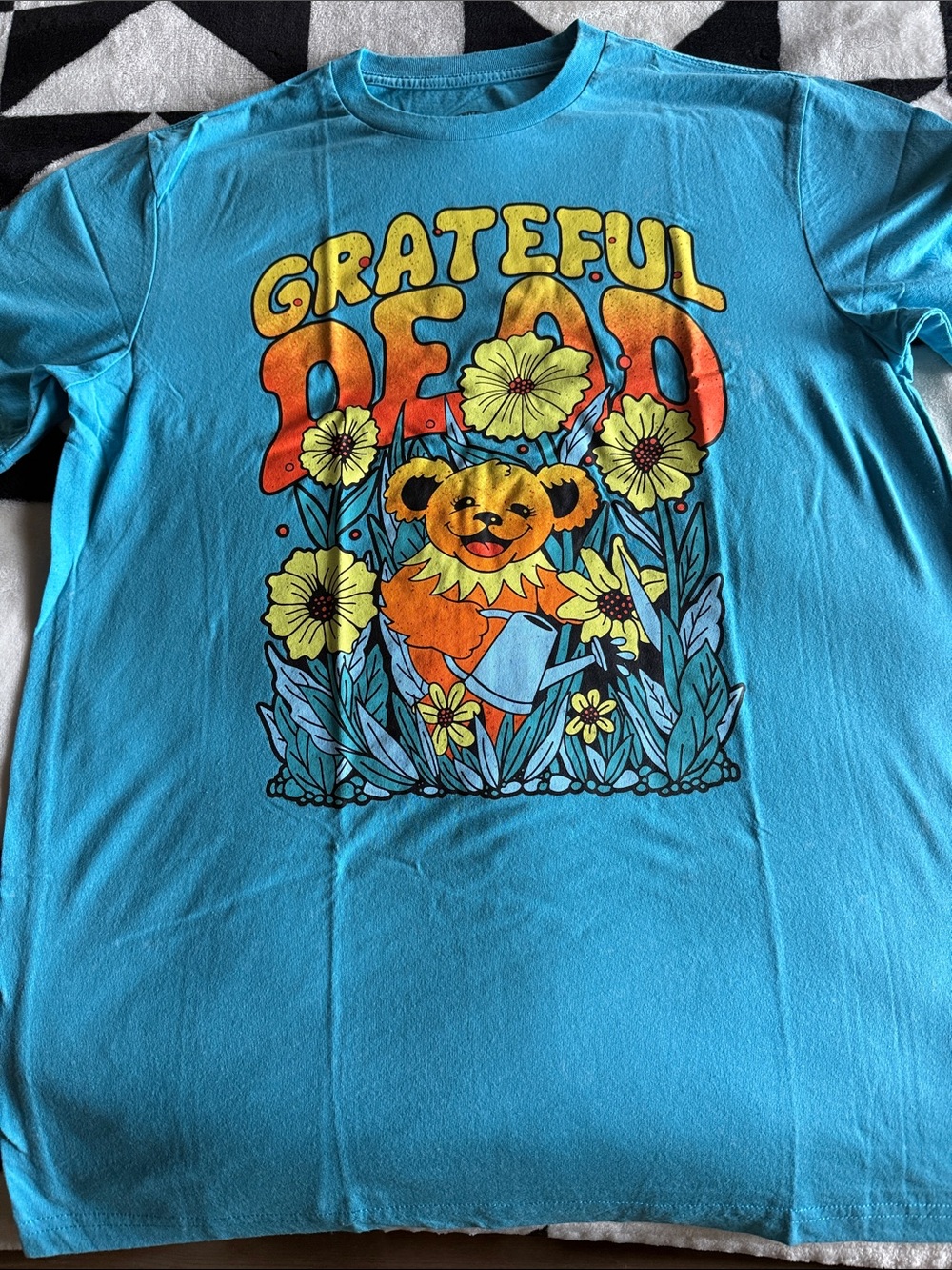 Grateful Dead Graphic Tee - Blue with Yellow Floral Bear